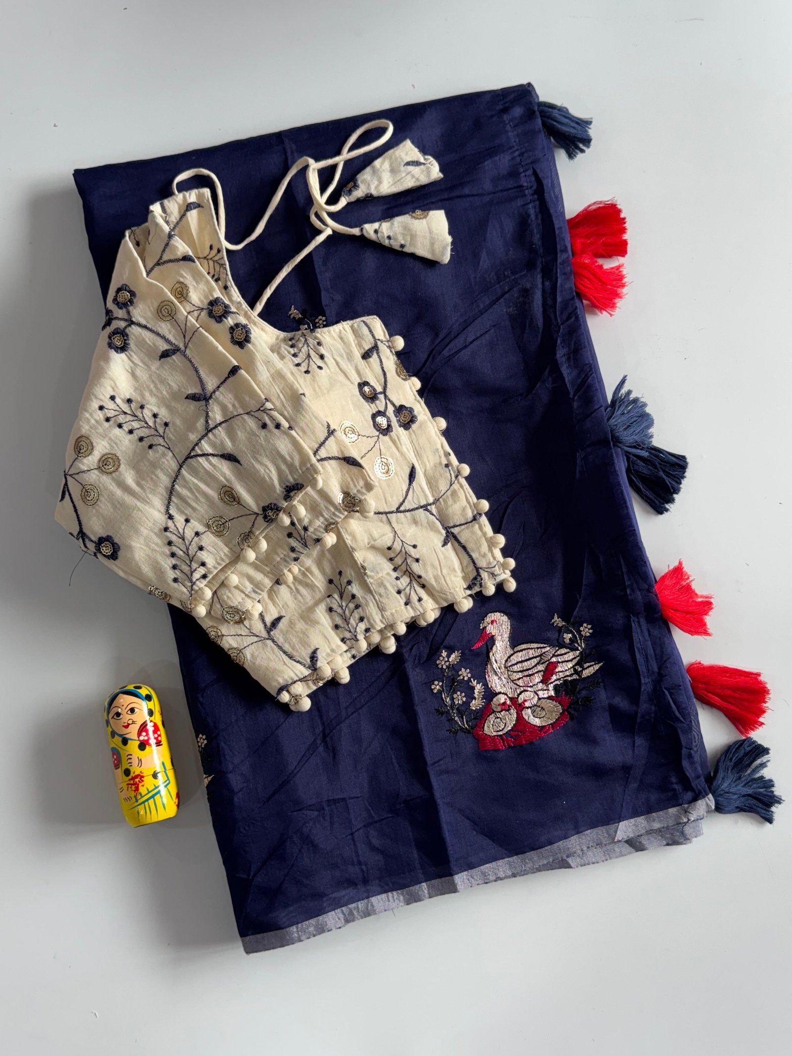 Chanderi Cotton saree with stitched blouse