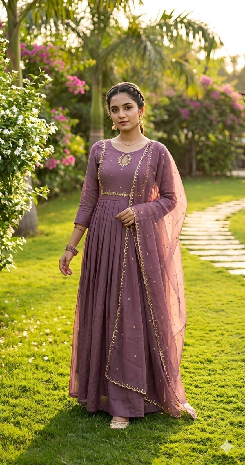 Beautiful partywear anarkali set with dupatta - Pure prettiness
