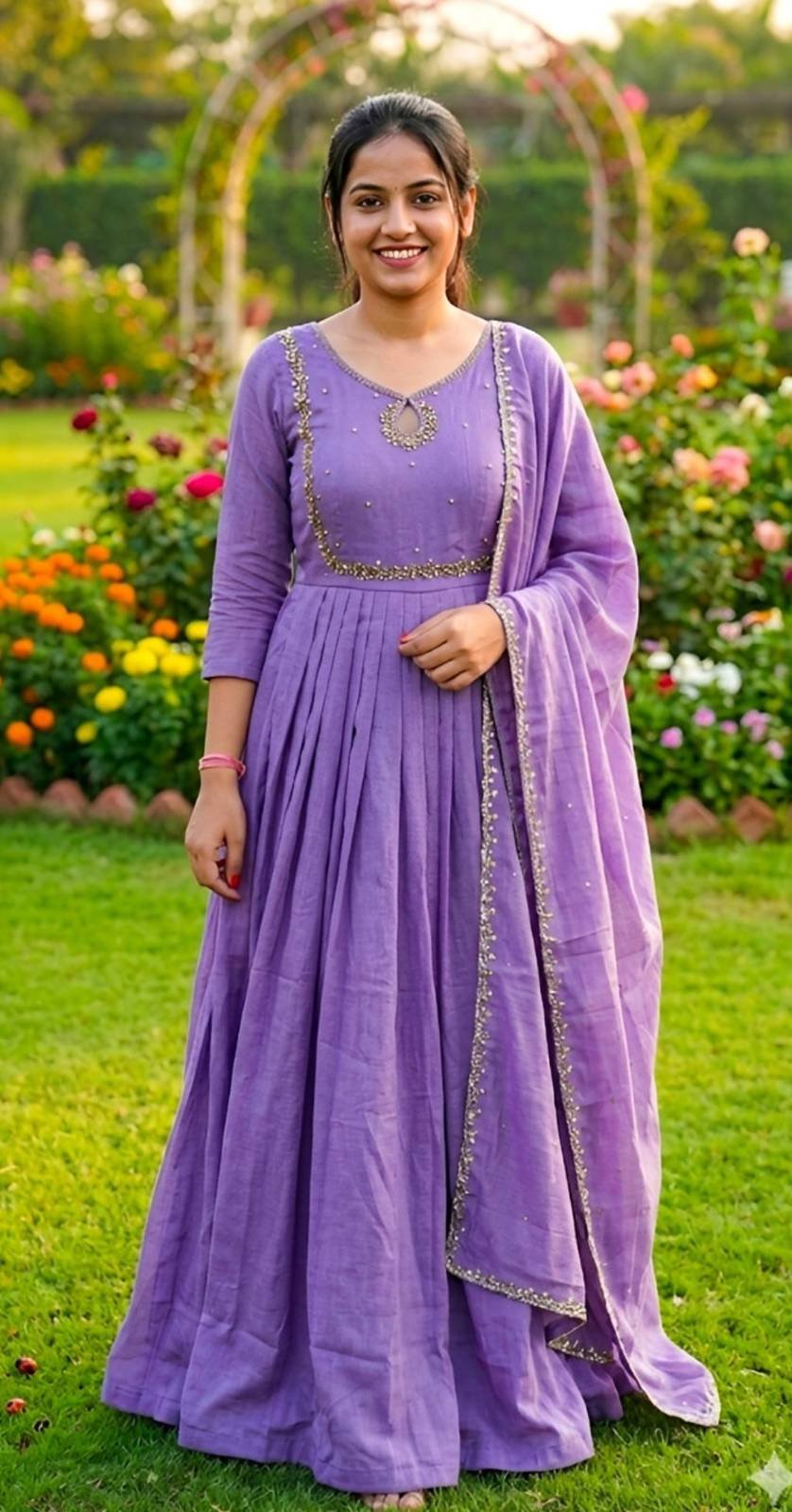 Beautiful partywear anarkali set with dupatta - Pure prettiness