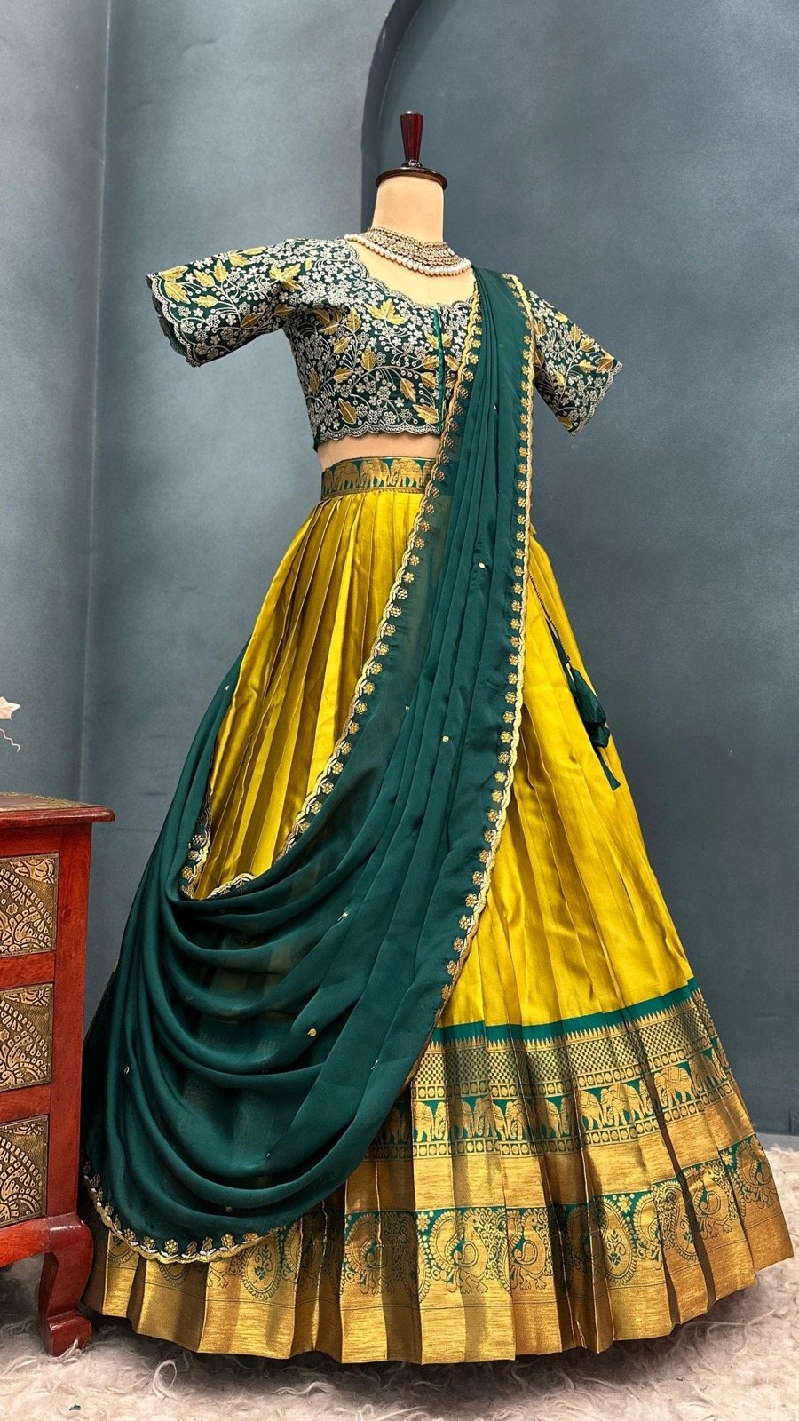 Bestseller Designer Yellow Halfsaree stitched set - Huge Offer