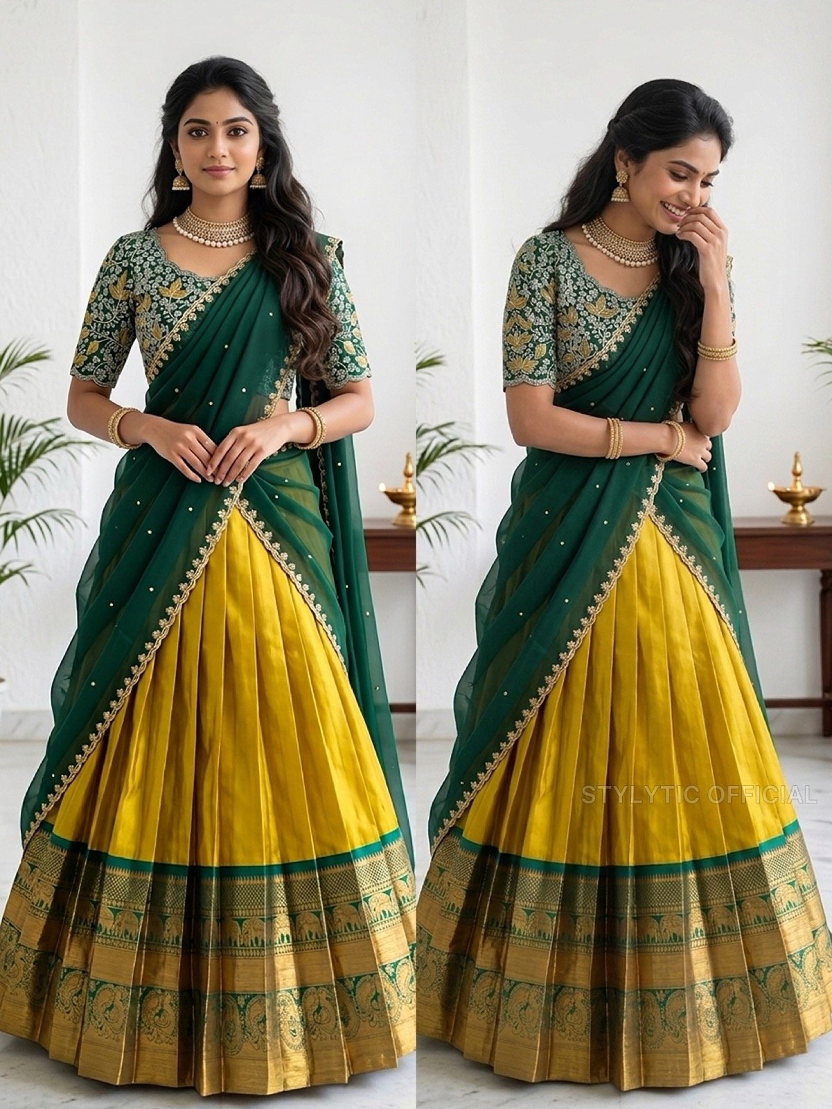 Bestseller Designer Yellow Halfsaree stitched set - Huge Offer