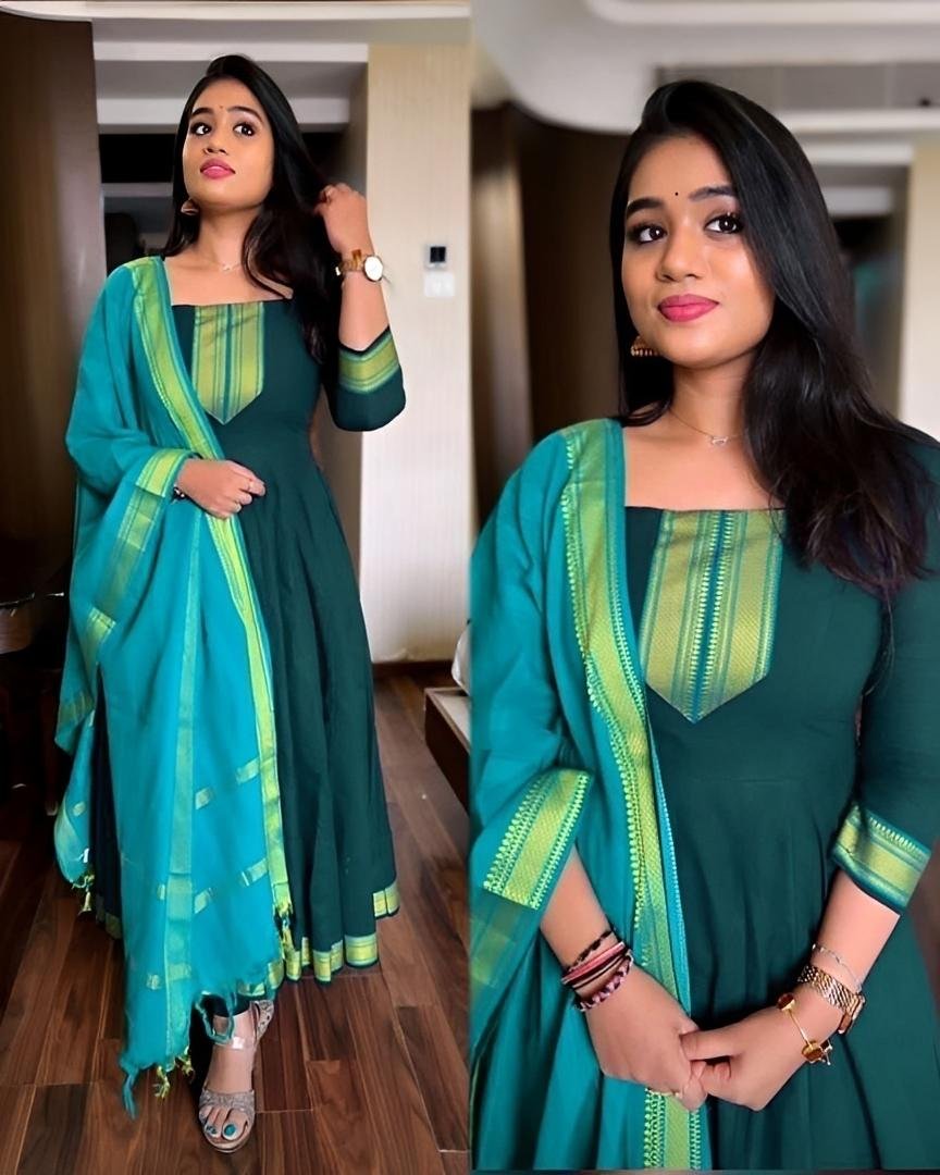 Gathering Anarkali with dupatta -Plus size Huge Offer