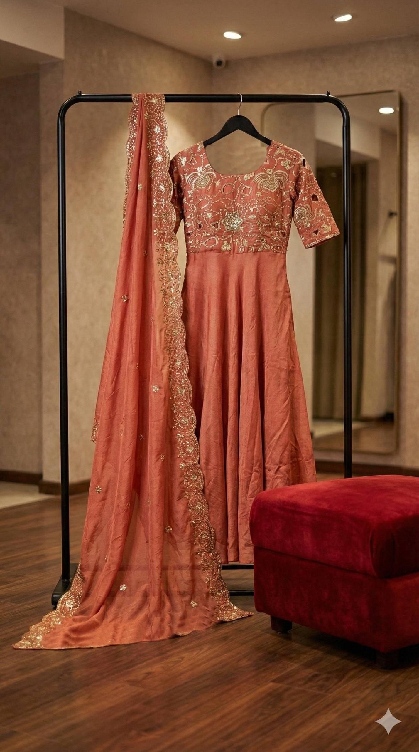 Embroidered Anarkali with Dupatta - Intricate Designer set