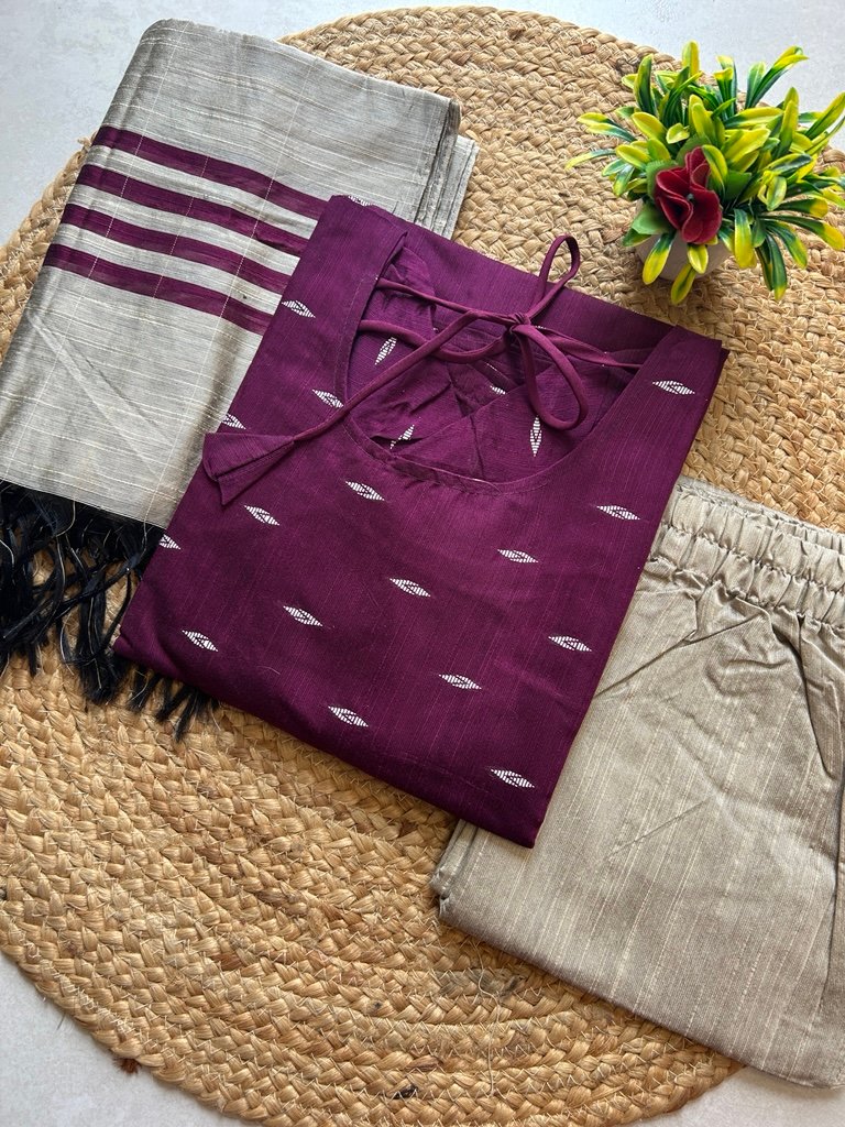 Pure soft raw silk suit - College/Office wear Kurti set