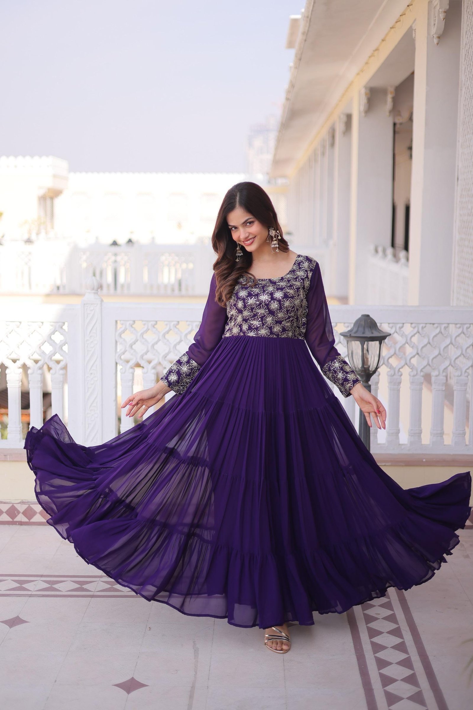NIRVI - Designer Long embroidered Gown