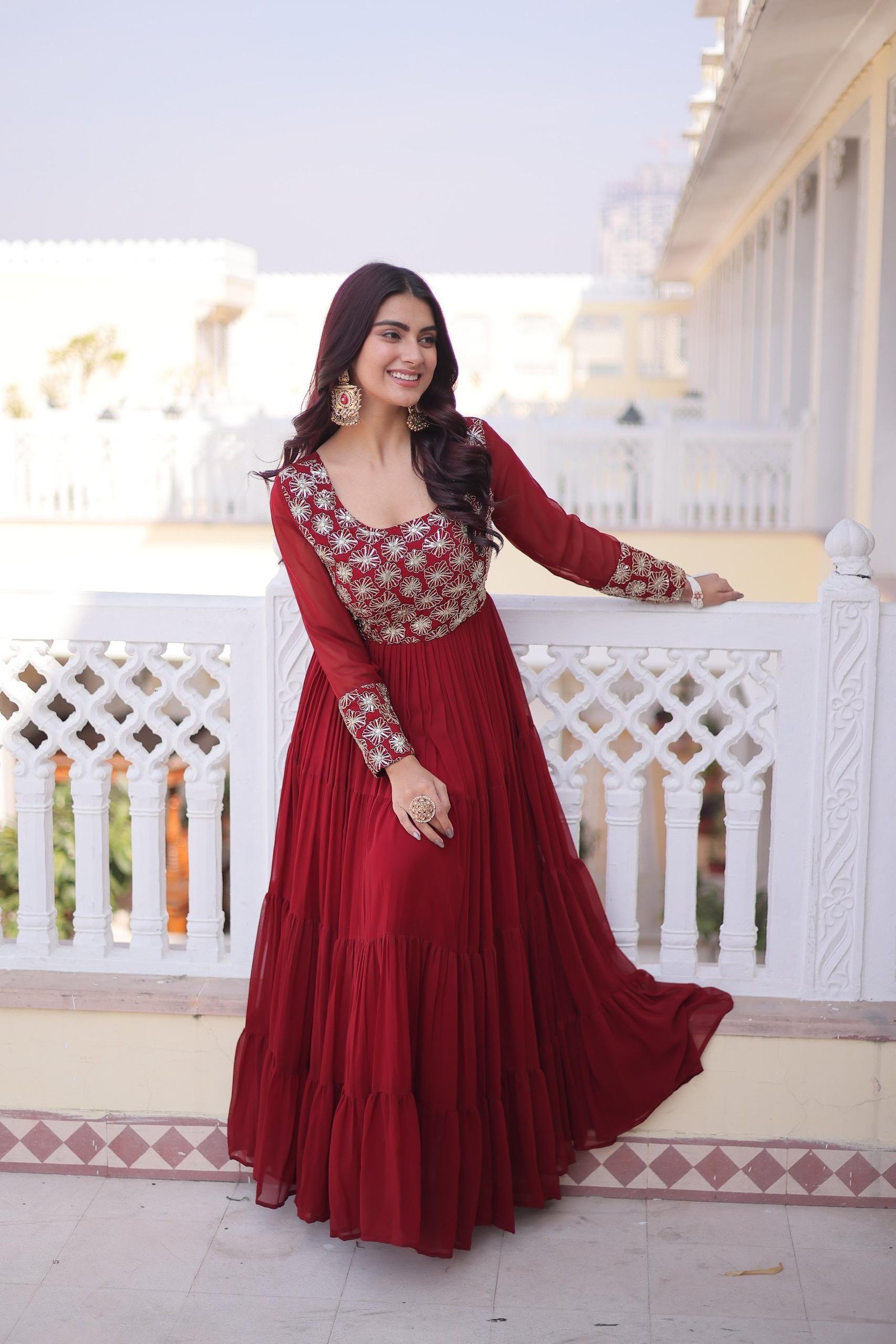 NIRVI - Designer Long embroidered Gown