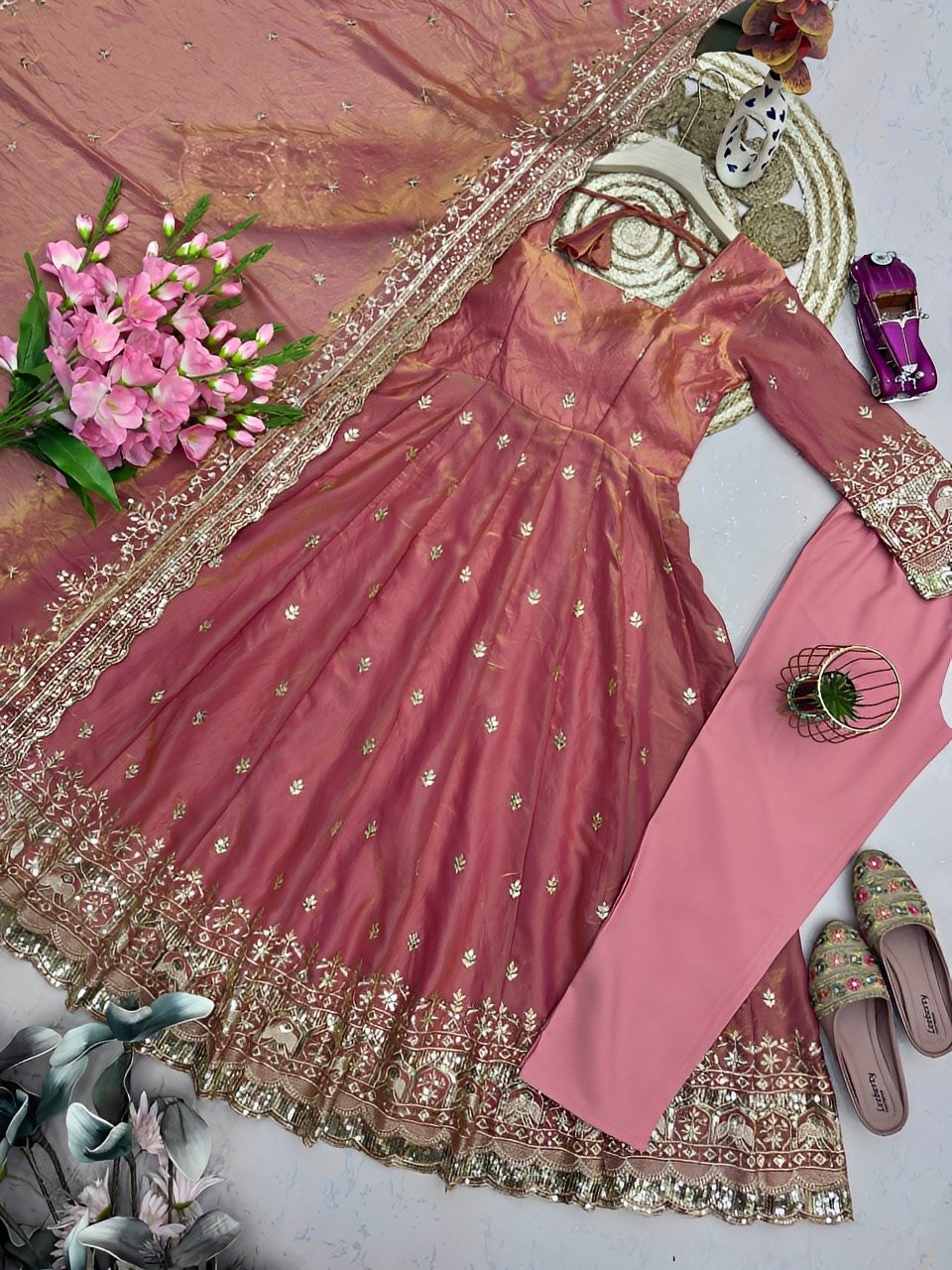 SAATHIYA - Premium Fendy silk Gown pant Dupatta set❤️
