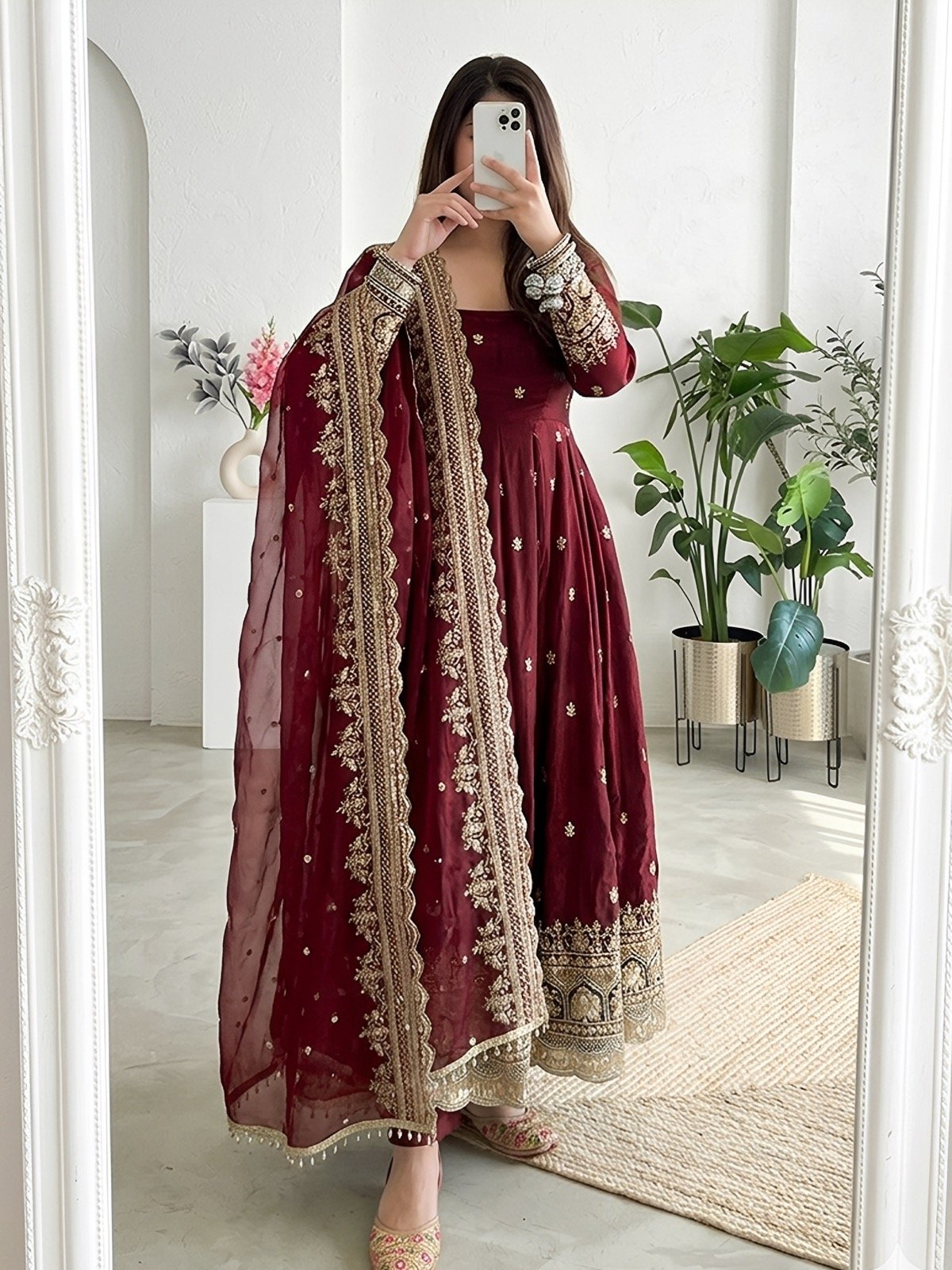 SAATHIYA - Premium Fendy silk Gown pant Dupatta set❤️