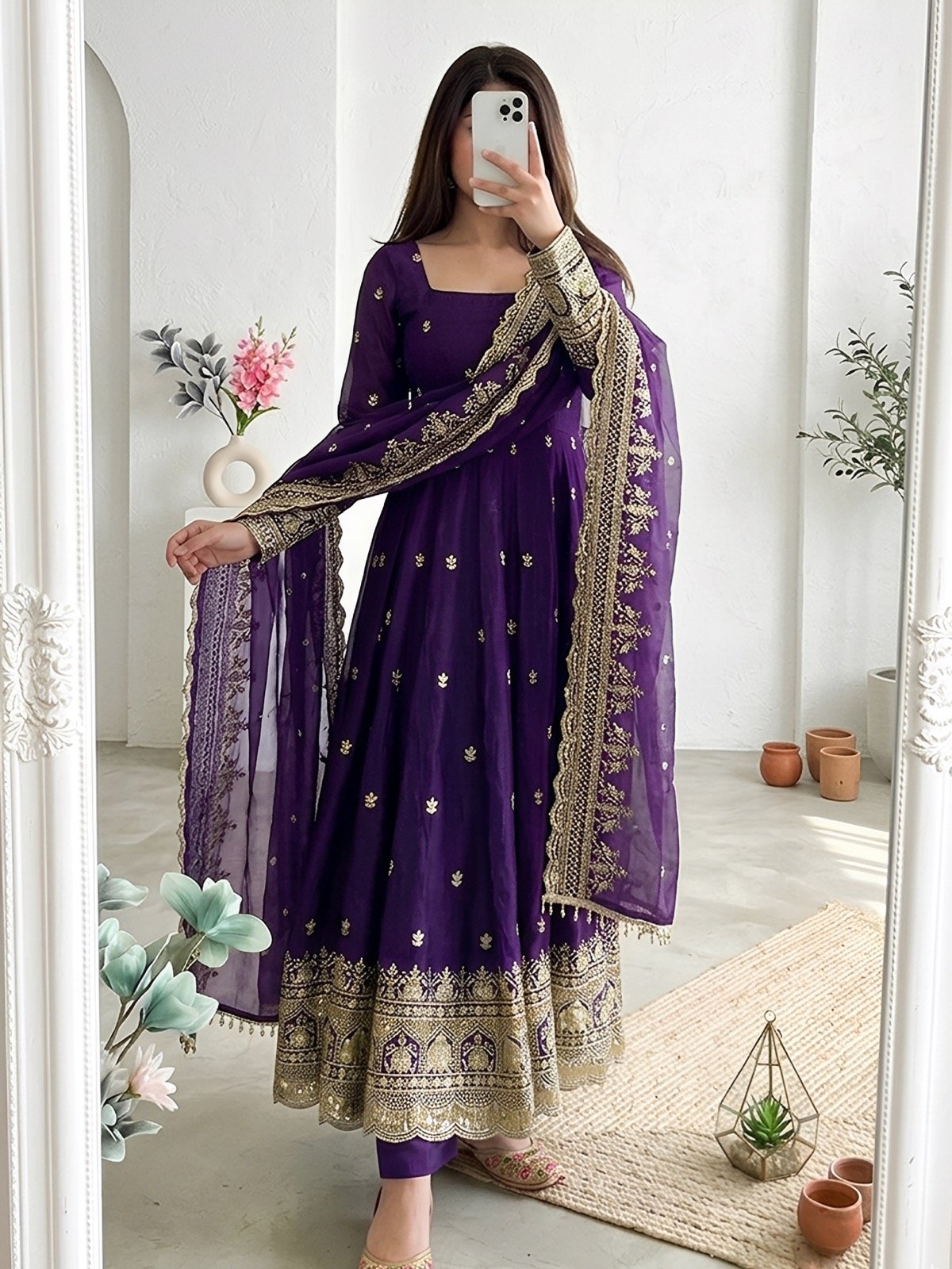 SAATHIYA - Premium Fendy silk Gown pant Dupatta set❤️