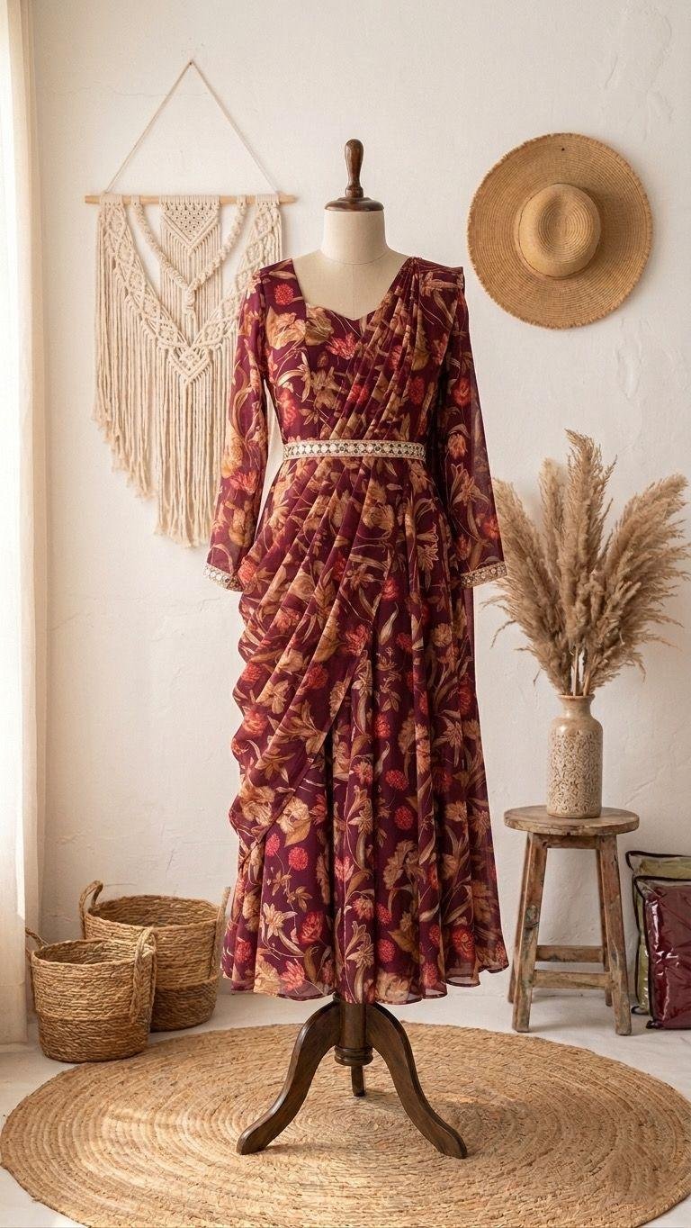 Indowestern Pre-draped Anarkali