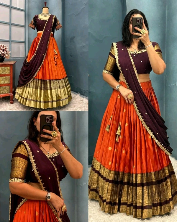 Ready To Wear Premium Quality Pure Kanjivaram Silk Lehenga Choli