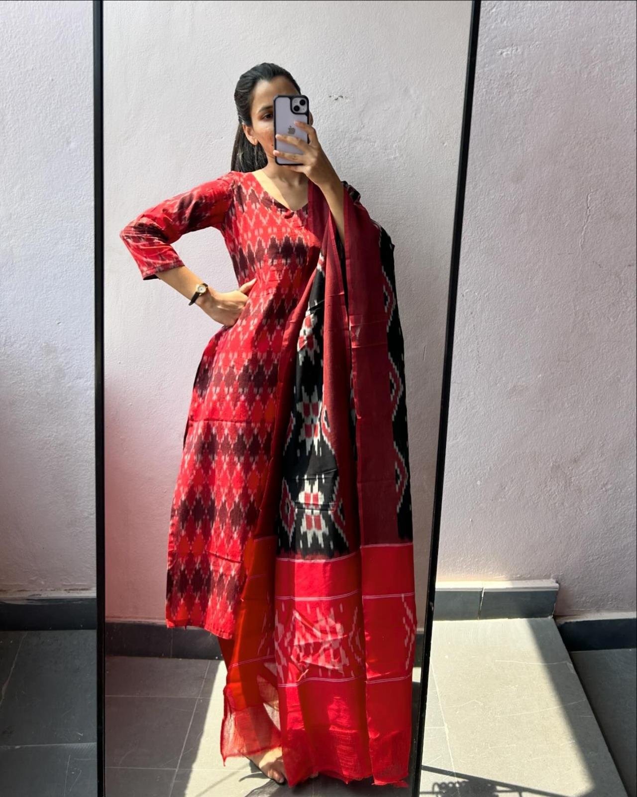 Ikkath Cotton Kurti with Dupatta