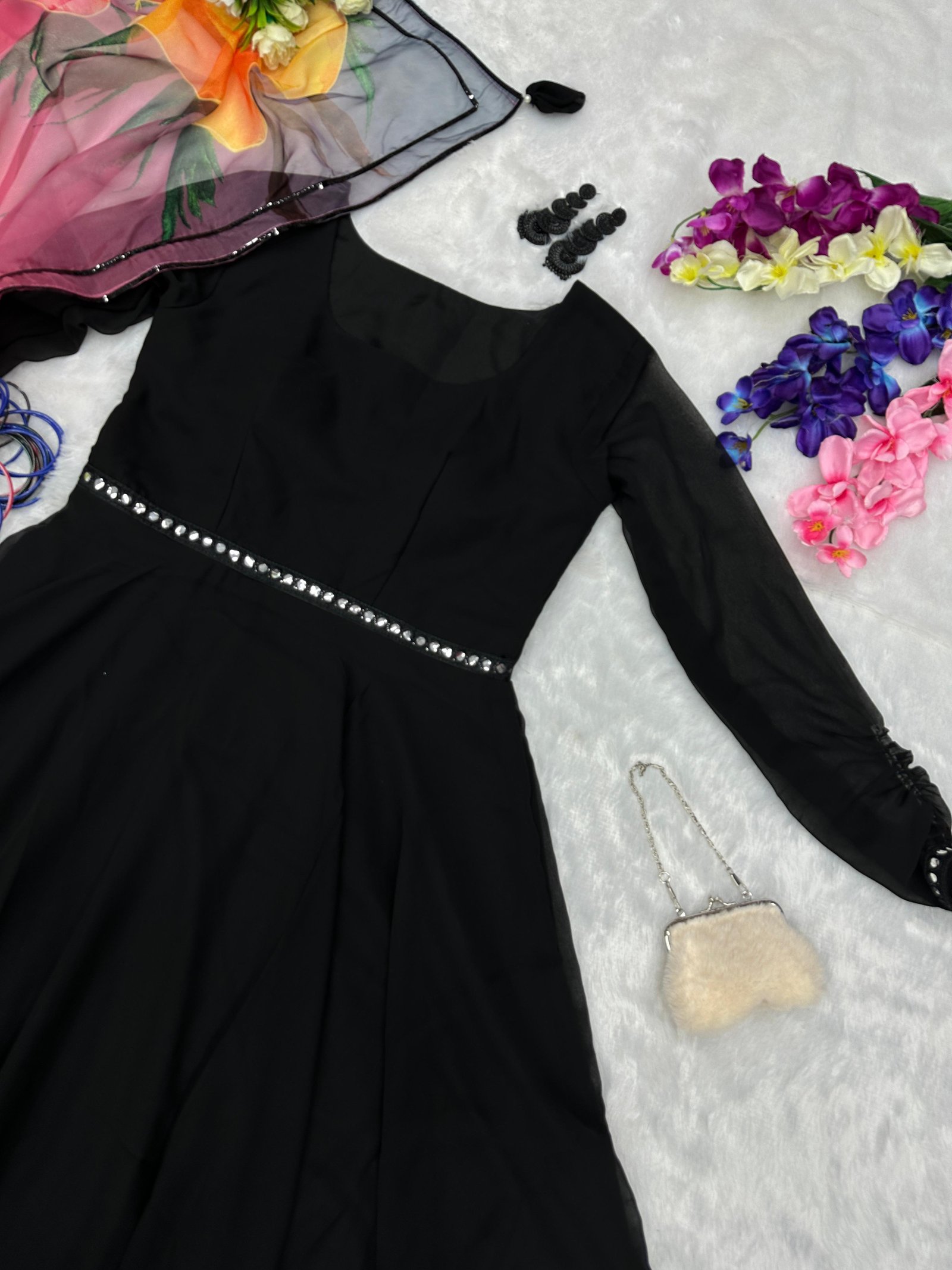 Black Georgette Gown set