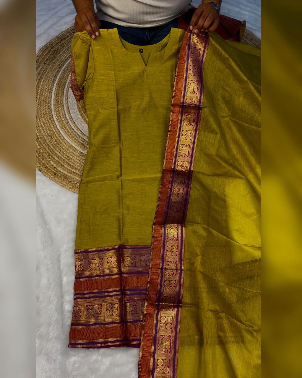 Kanchi silk Kurti with Dupatta sets