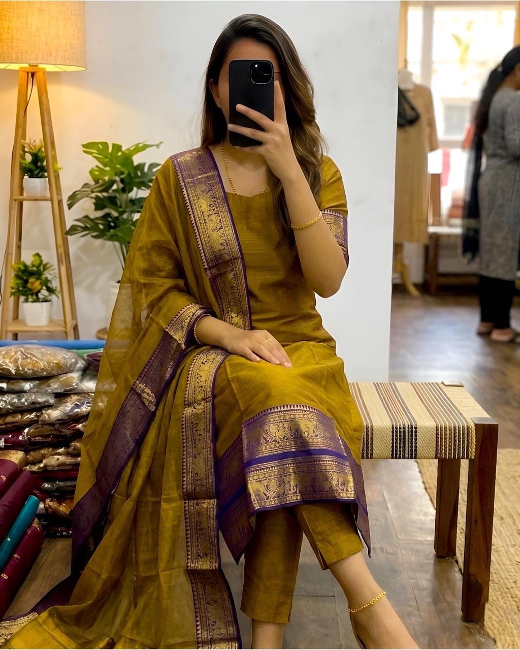 Kanchi silk Kurti with Dupatta sets