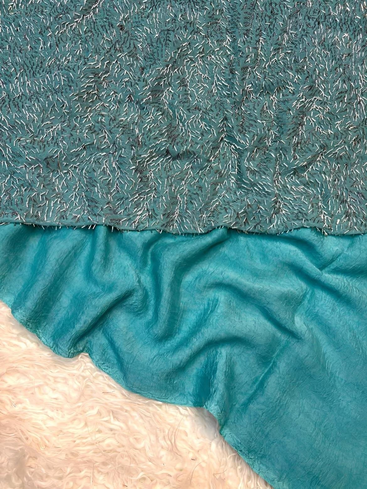 Stunning Party Wear Rangoli Crush Silk Fancy Saree With Heavy Beads Work Blouse
