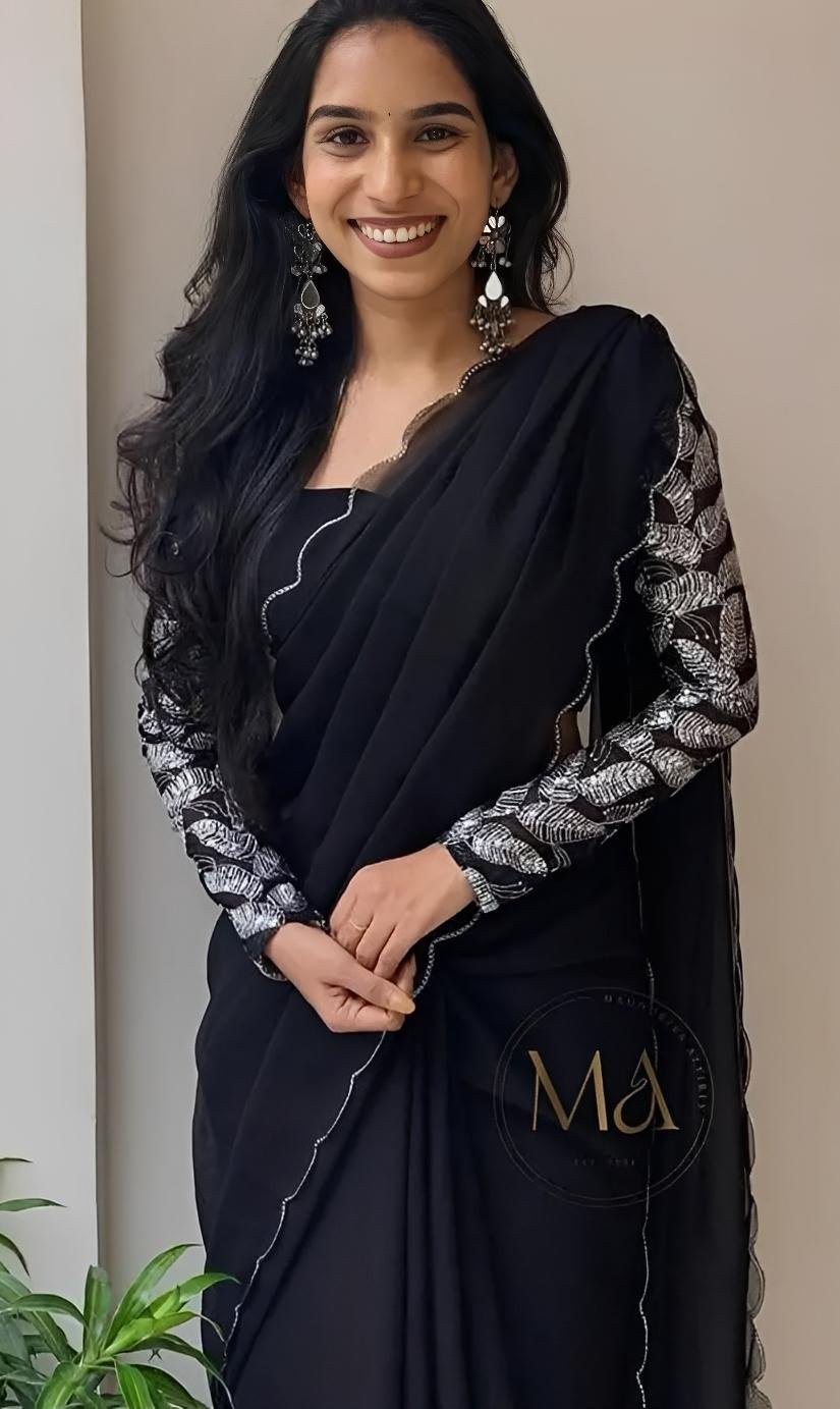 Offer Alert - Georgette Saree with Blouse piece