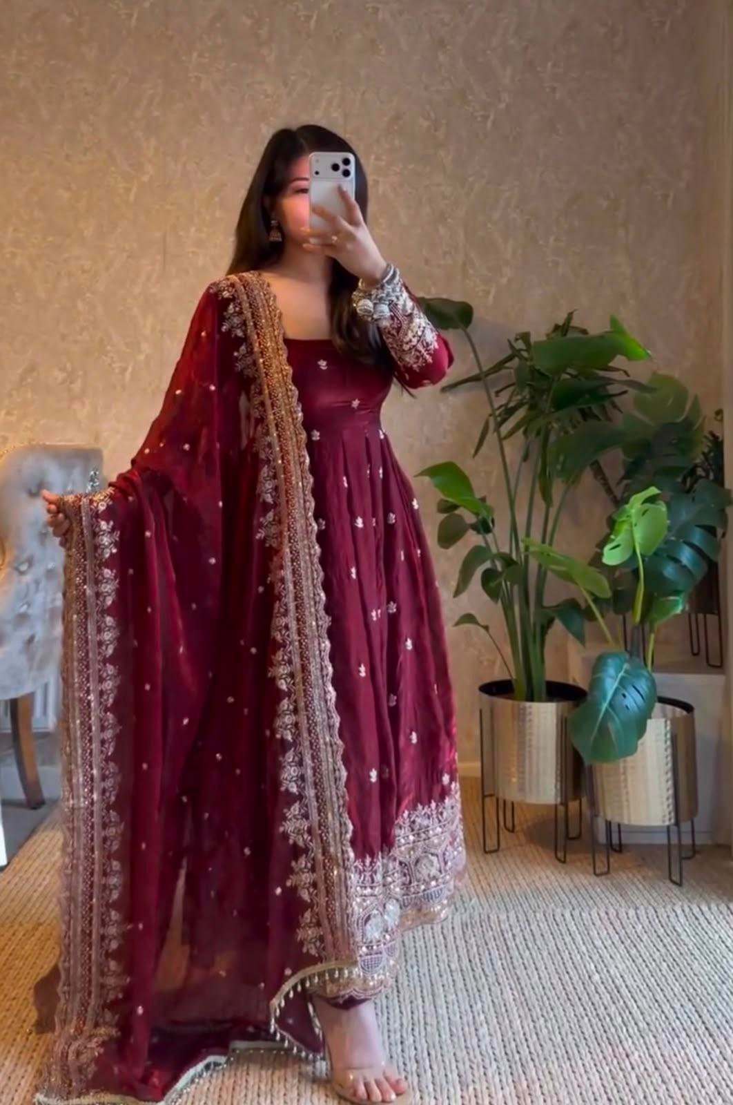 RAAHA -  New Designer Party Gown Pant & Dupatta Set