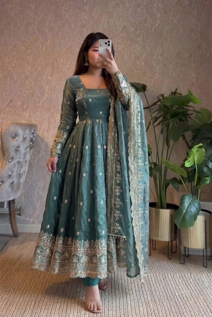 RAAHA -  New Designer Party Gown Pant & Dupatta Set