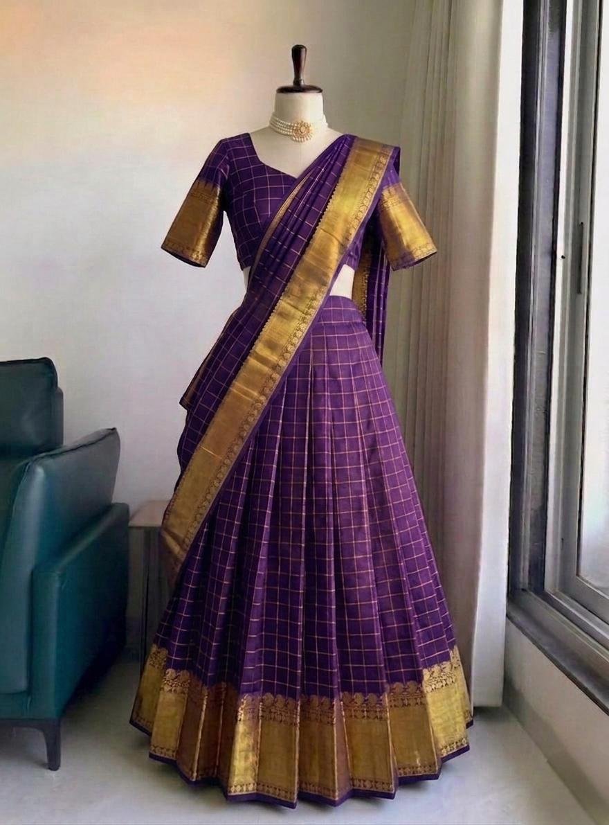 KANIKA - Readymade Checks Halfsaree