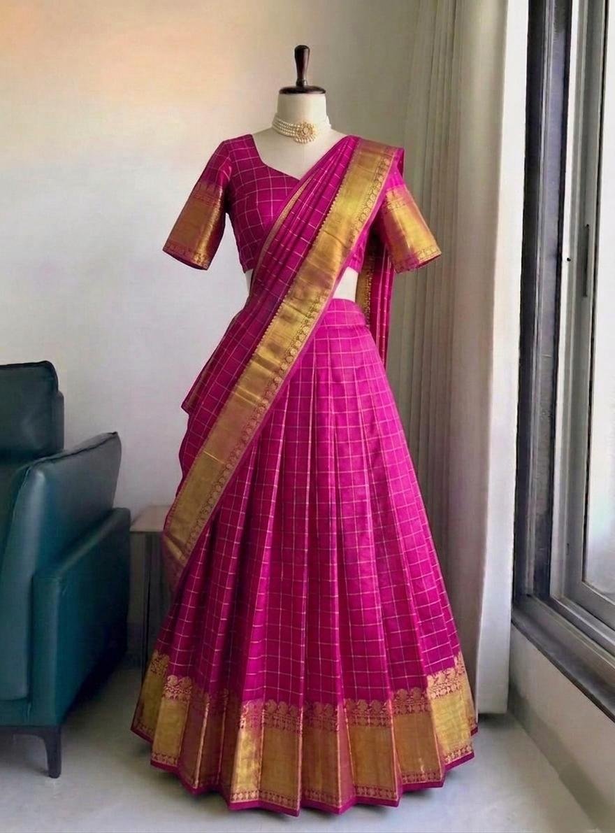 KANIKA - Readymade Checks Halfsaree
