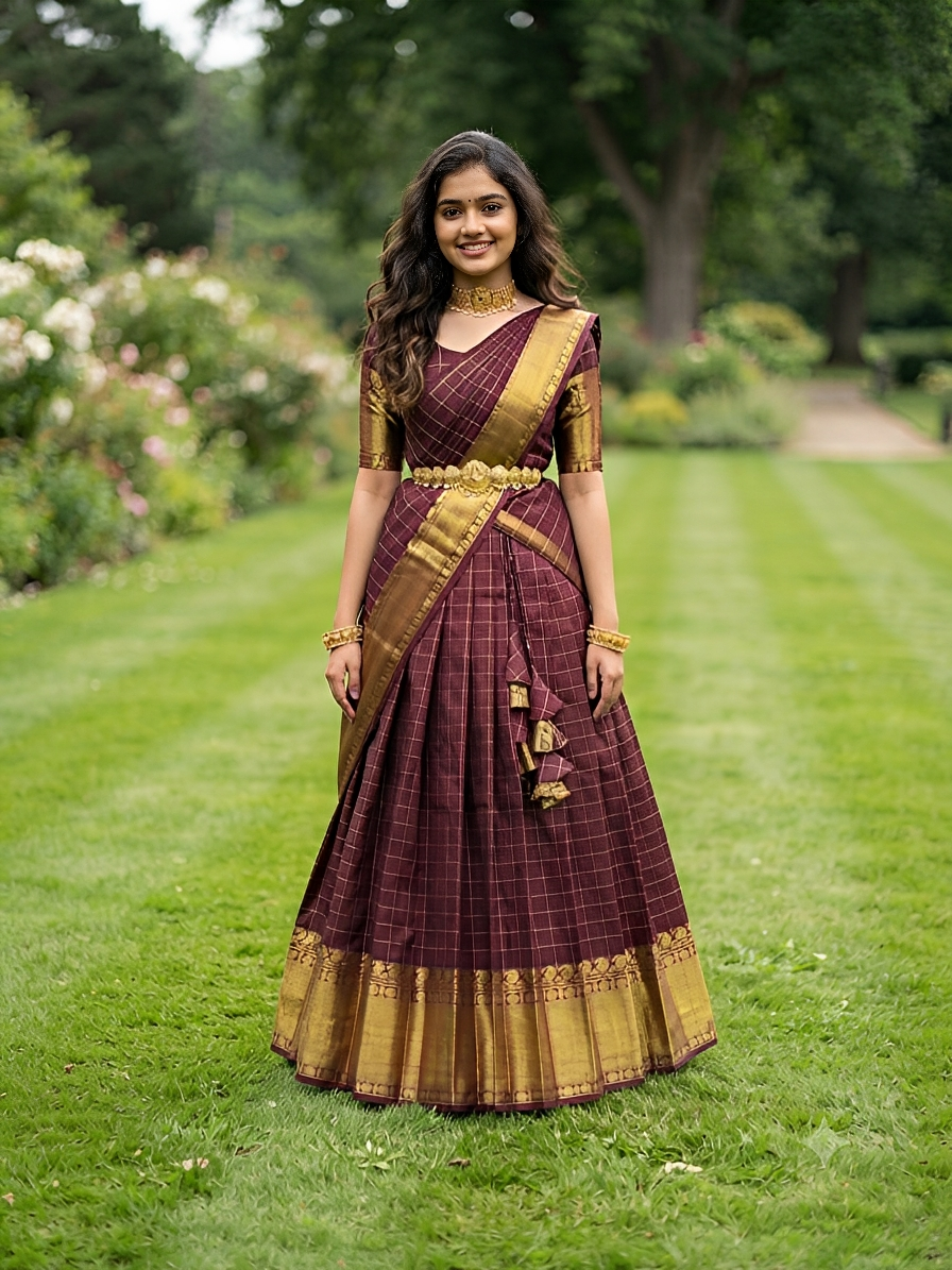 KANIKA - Readymade Checks Halfsaree
