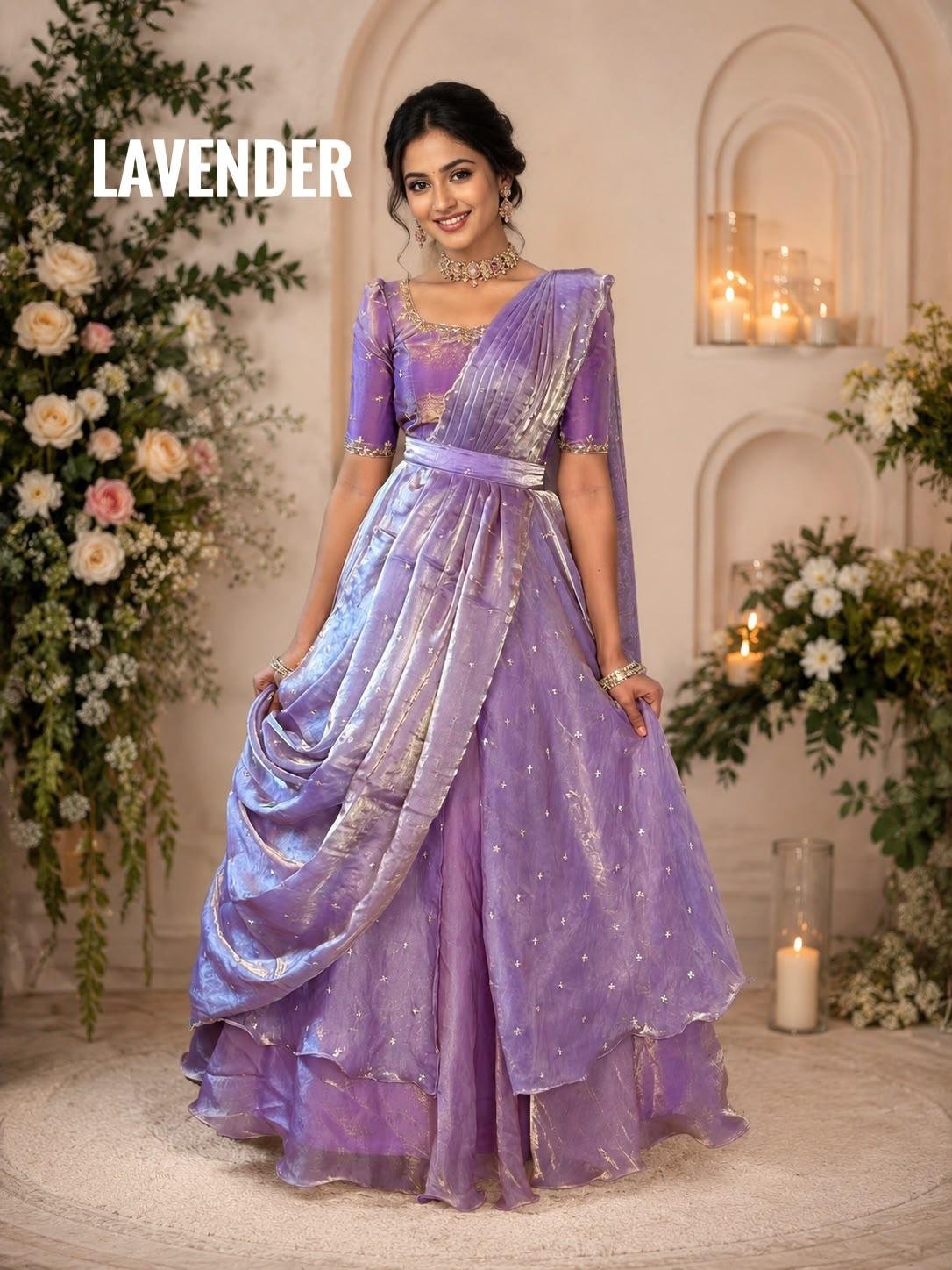 INIYA - Double frill space silk  lehenga choli