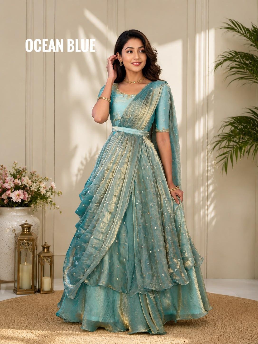 INIYA - Double frill space silk  lehenga choli