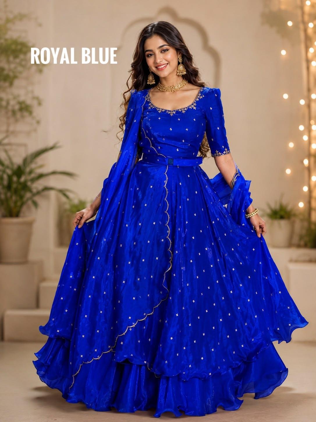 INIYA - Double frill space silk  lehenga choli