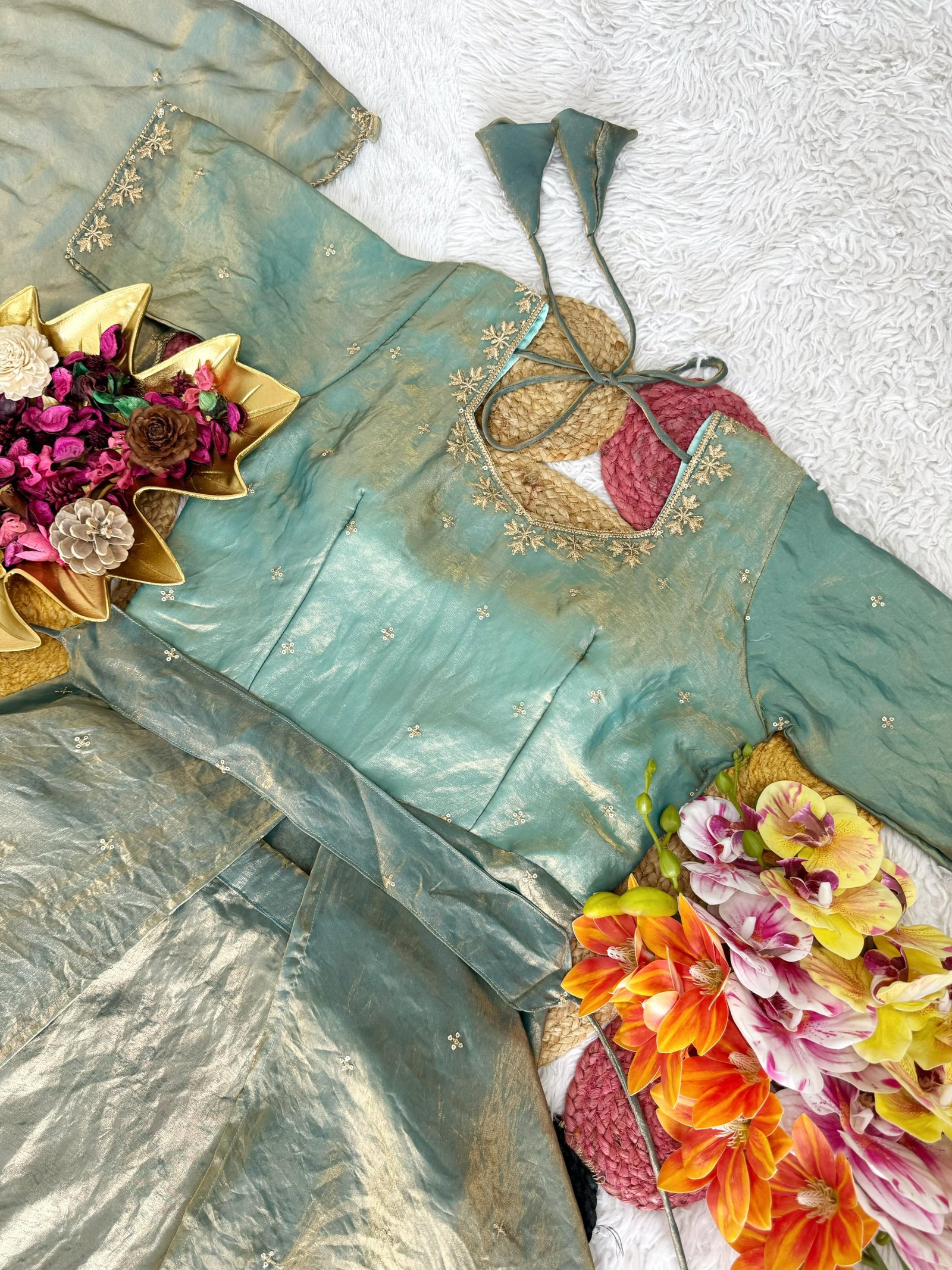 INIYA - Double frill space silk  lehenga choli