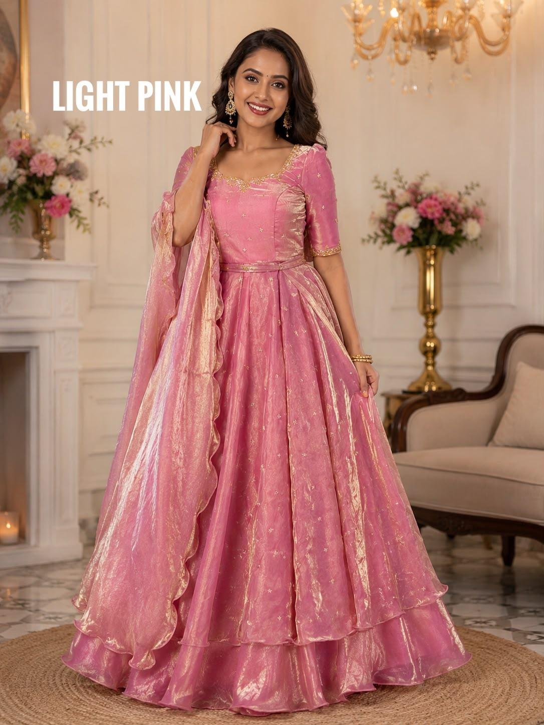 INIYA - Double frill space silk  lehenga choli