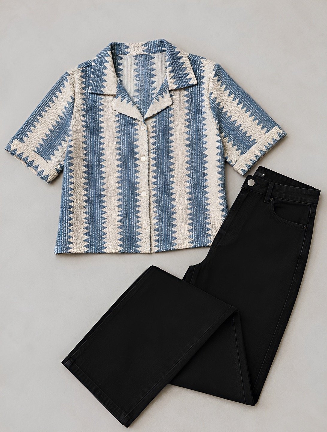 Crop Shirt  - Black Jean Combo Deal