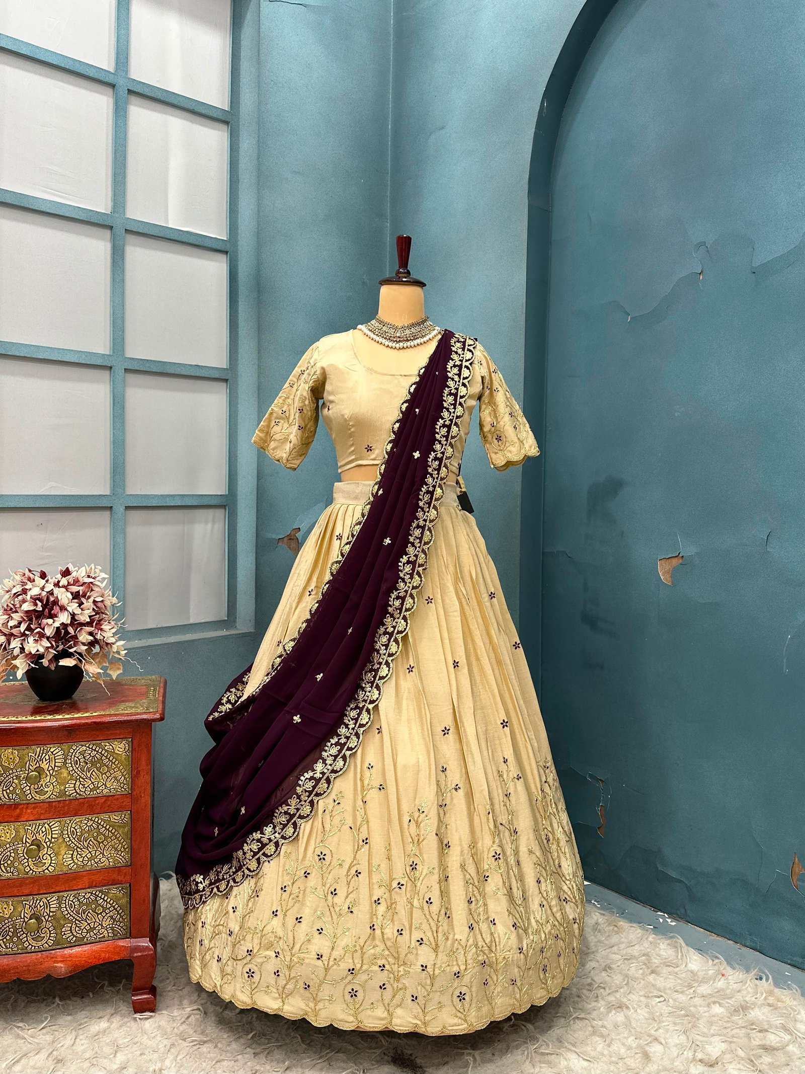Onam special Creamy white Lehengas