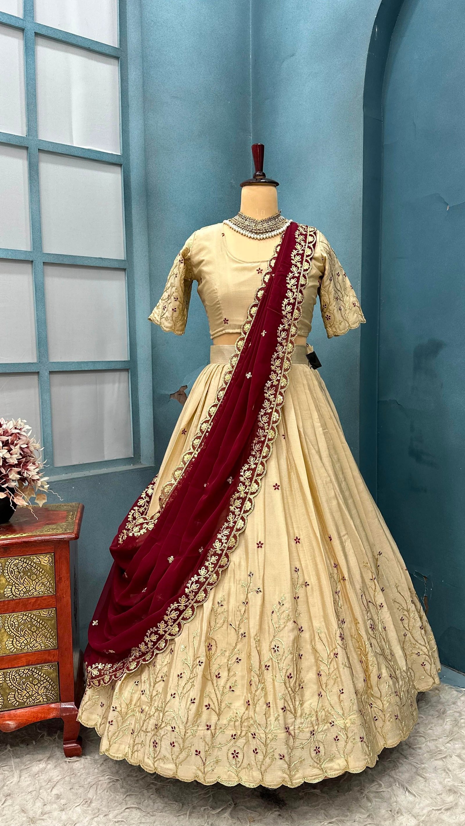 Onam special Creamy white Lehengas