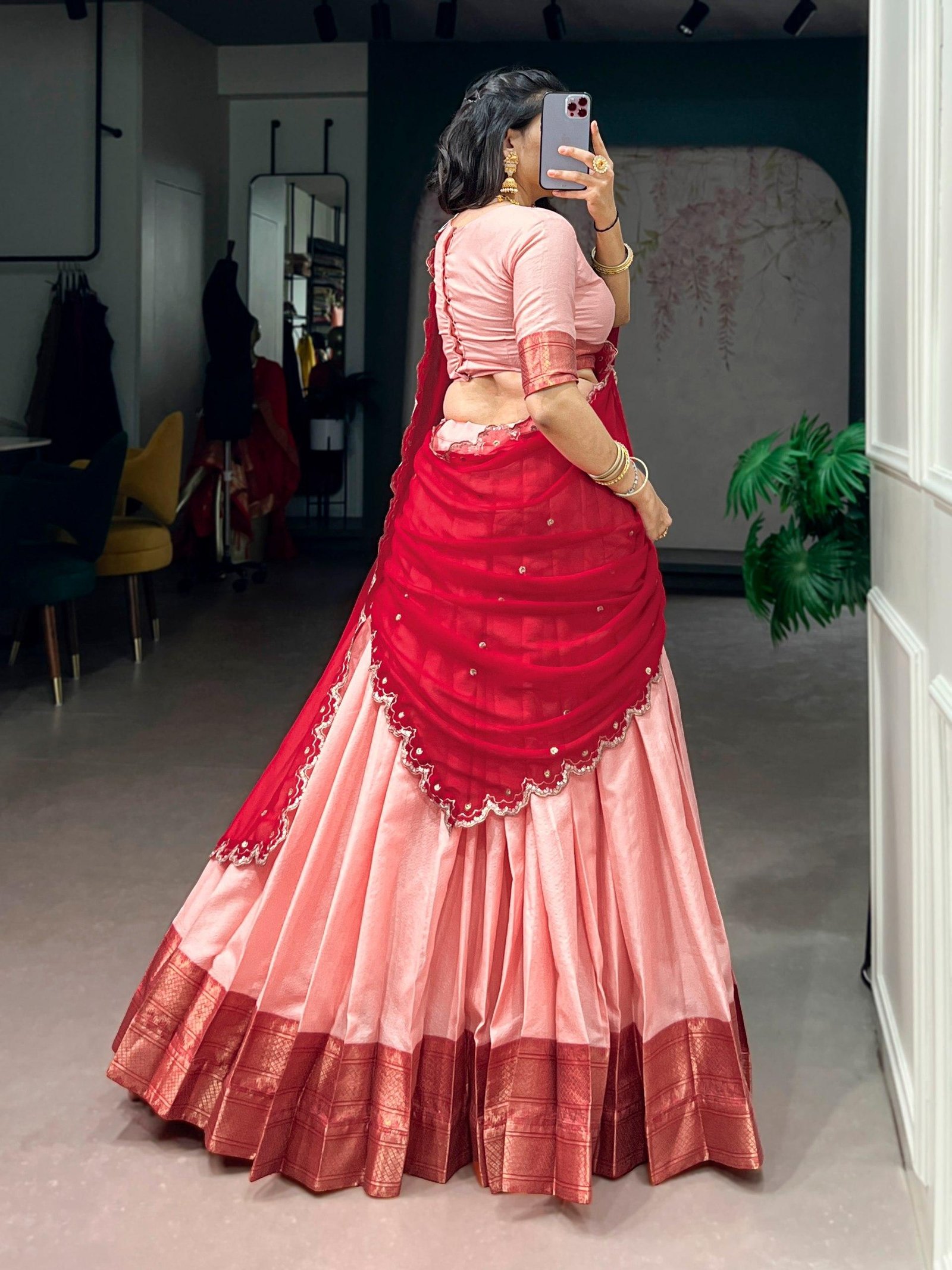 Elegant Poly Cotton Chex Zari Lehenga Choli