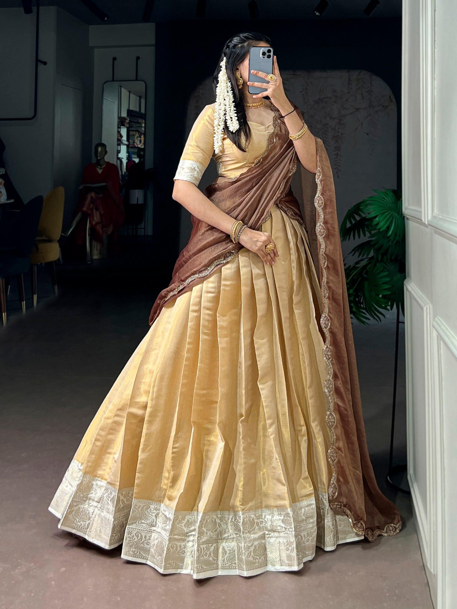 Kanchipuram Silk Zari Weaving Lehenga Choli