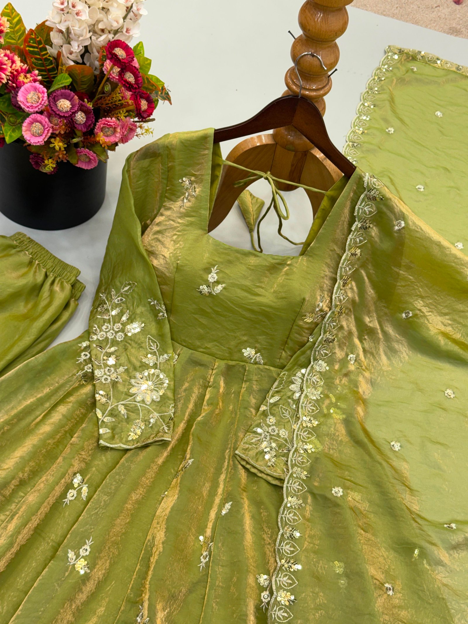 Green Designer Partywear Gown