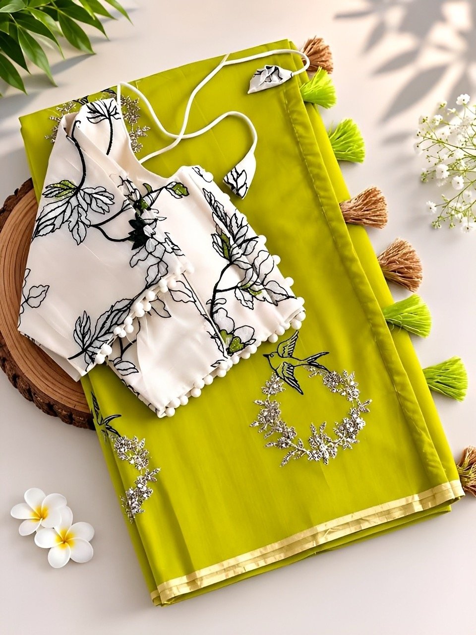 Hotseller - Cotton saree with Stitched blouse