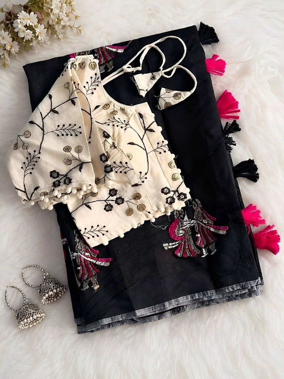 Hotseller - Cotton saree with Stitched blouse
