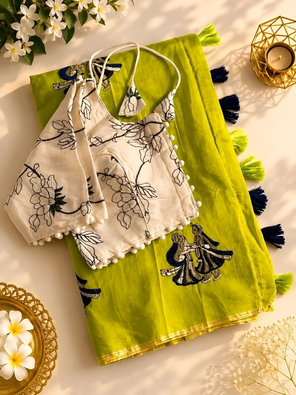 Hotseller - Cotton saree with Stitched blouse