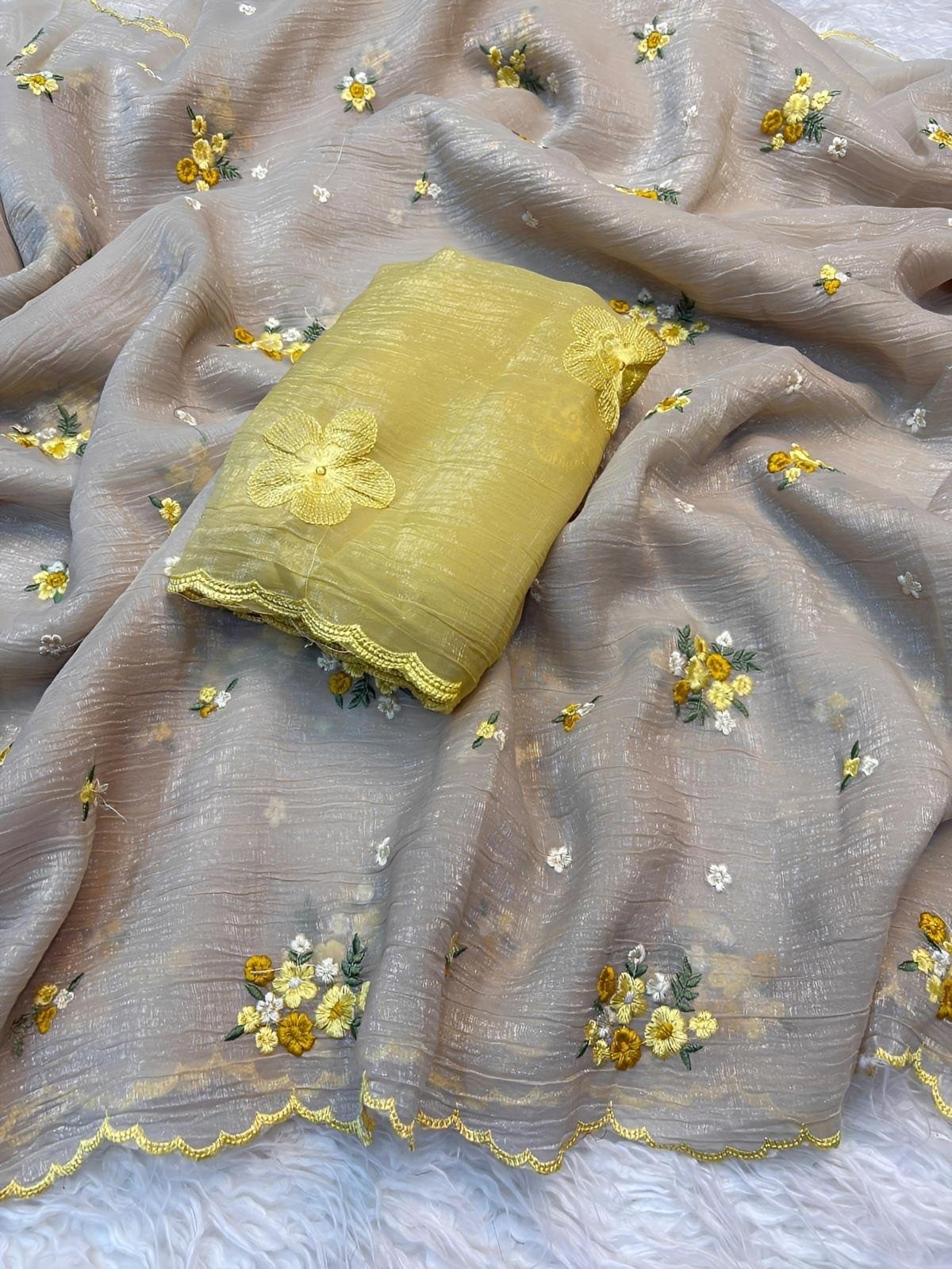 Embroidered saree with Blouse piece