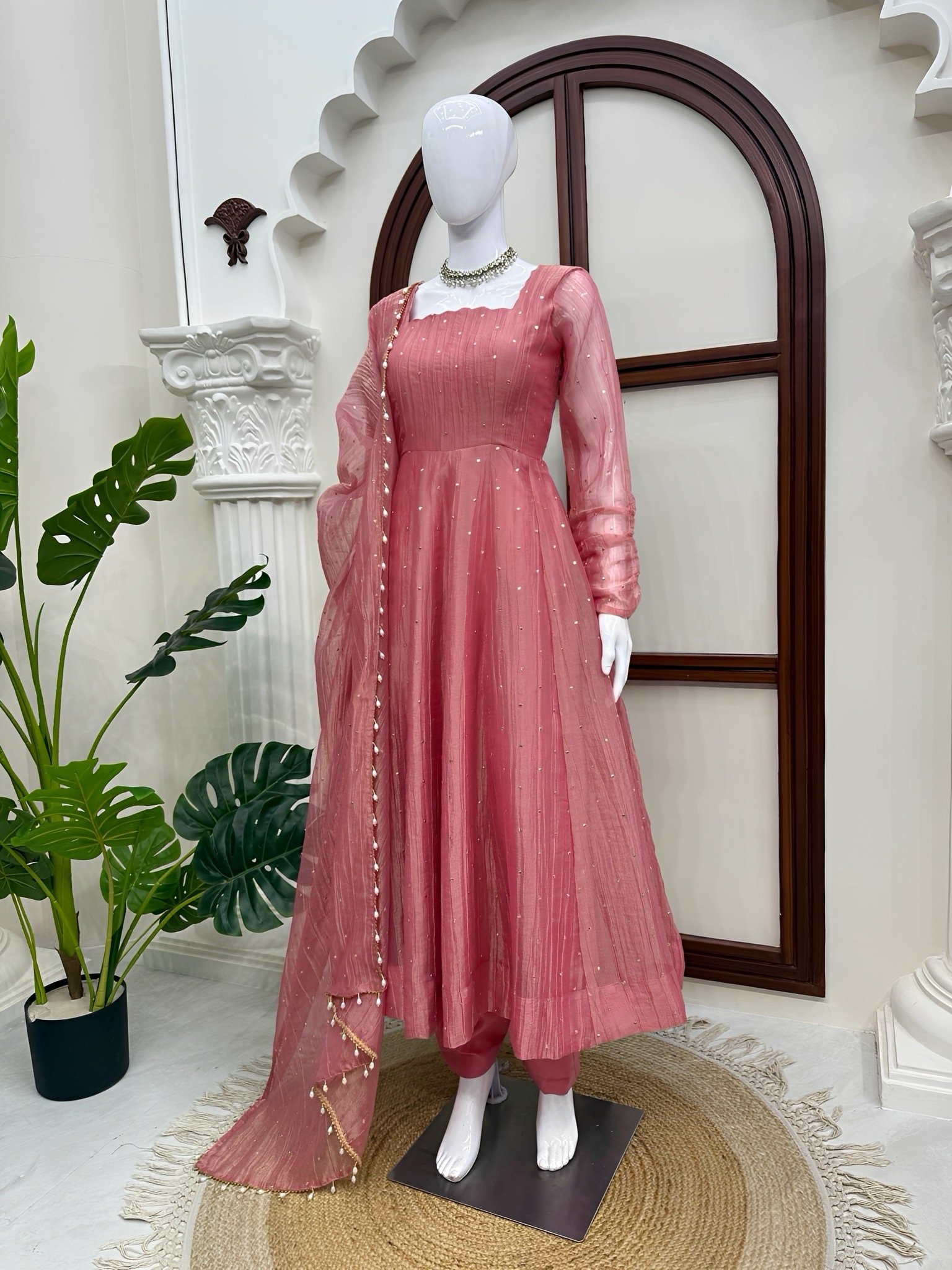 BlushPink Gown💖Anarkali Bottom with Dupatta