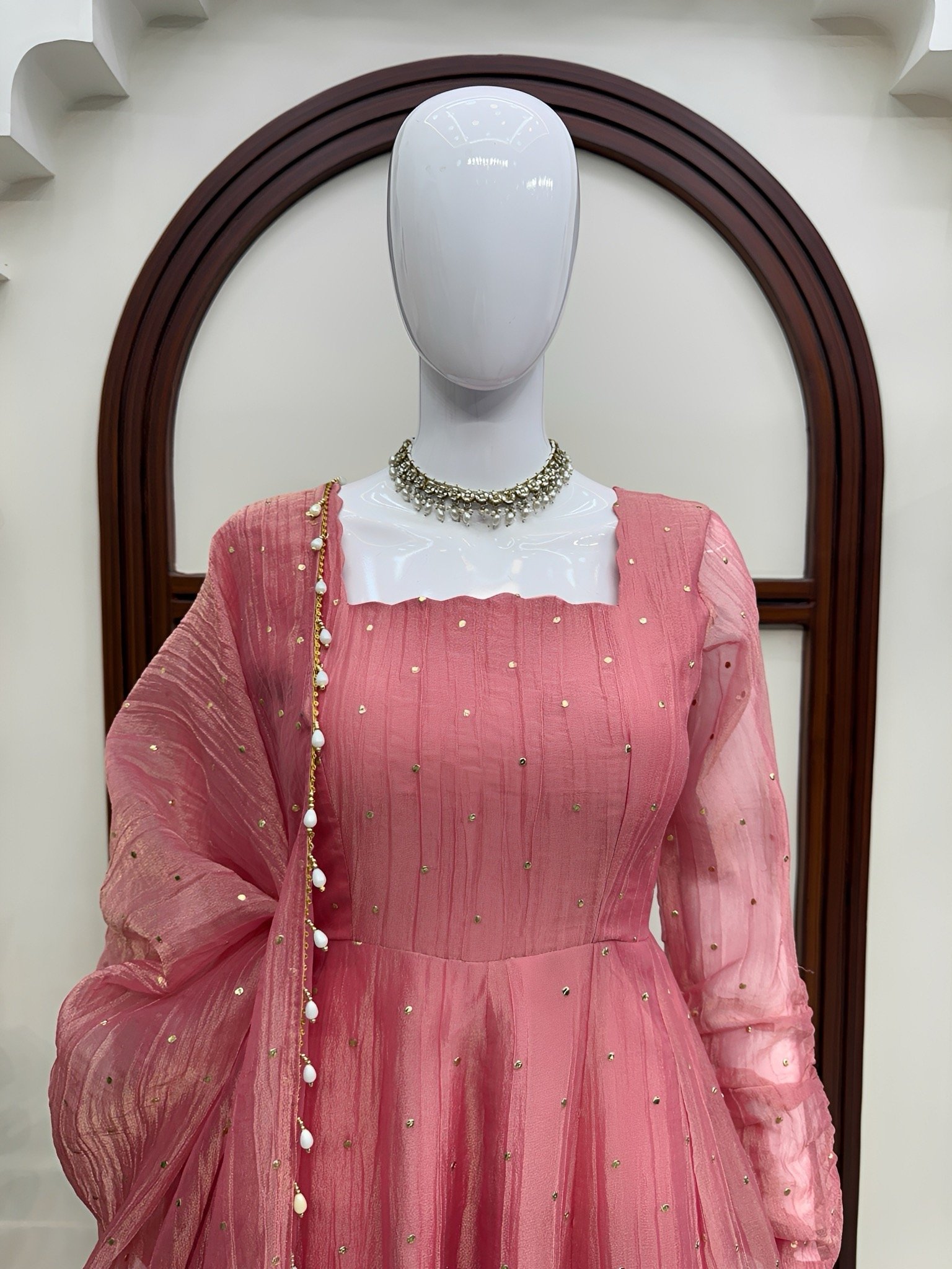 BlushPink Gown💖Anarkali Bottom with Dupatta