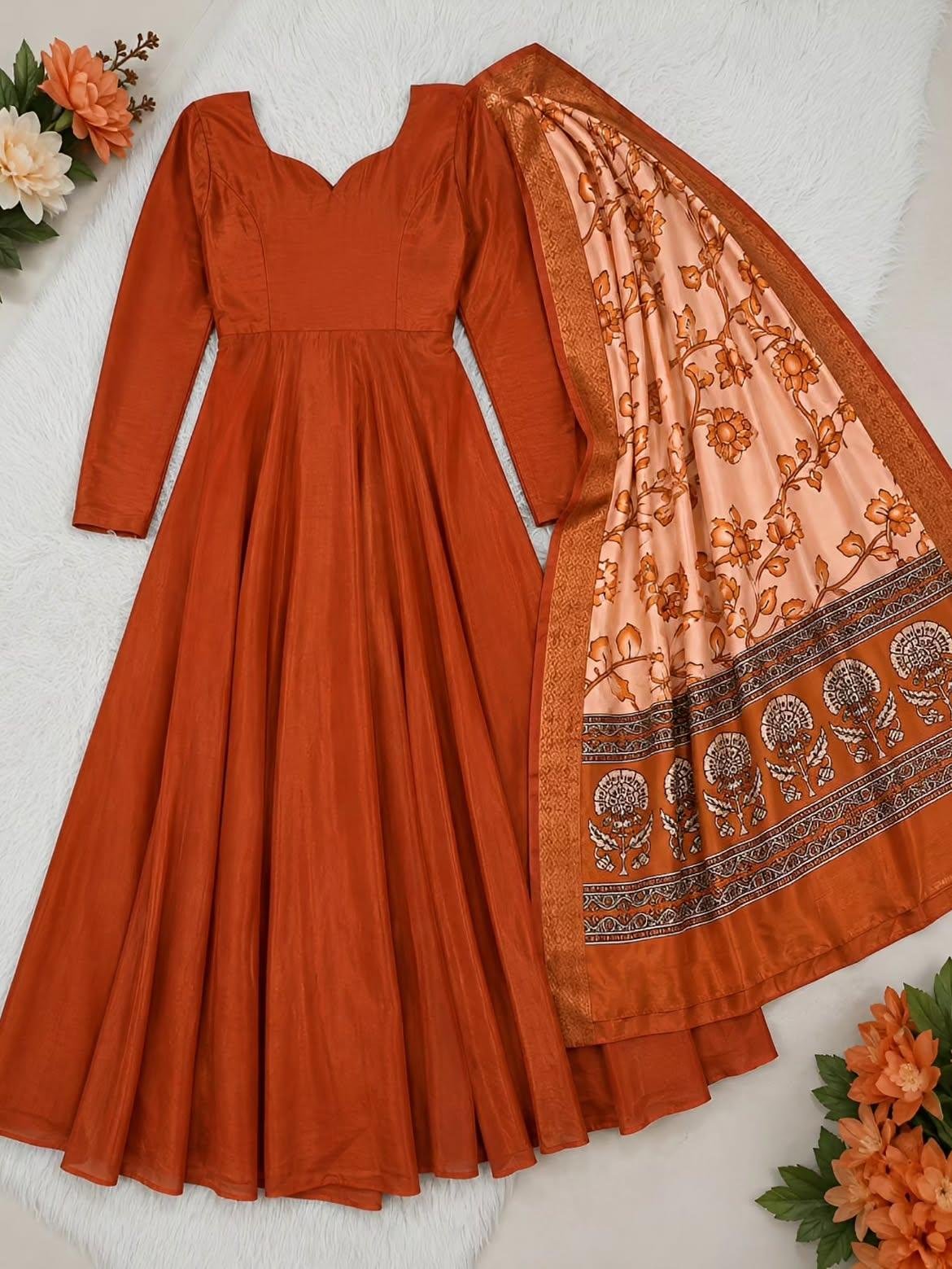 Elegant Flared Gown with Designer Dupatta