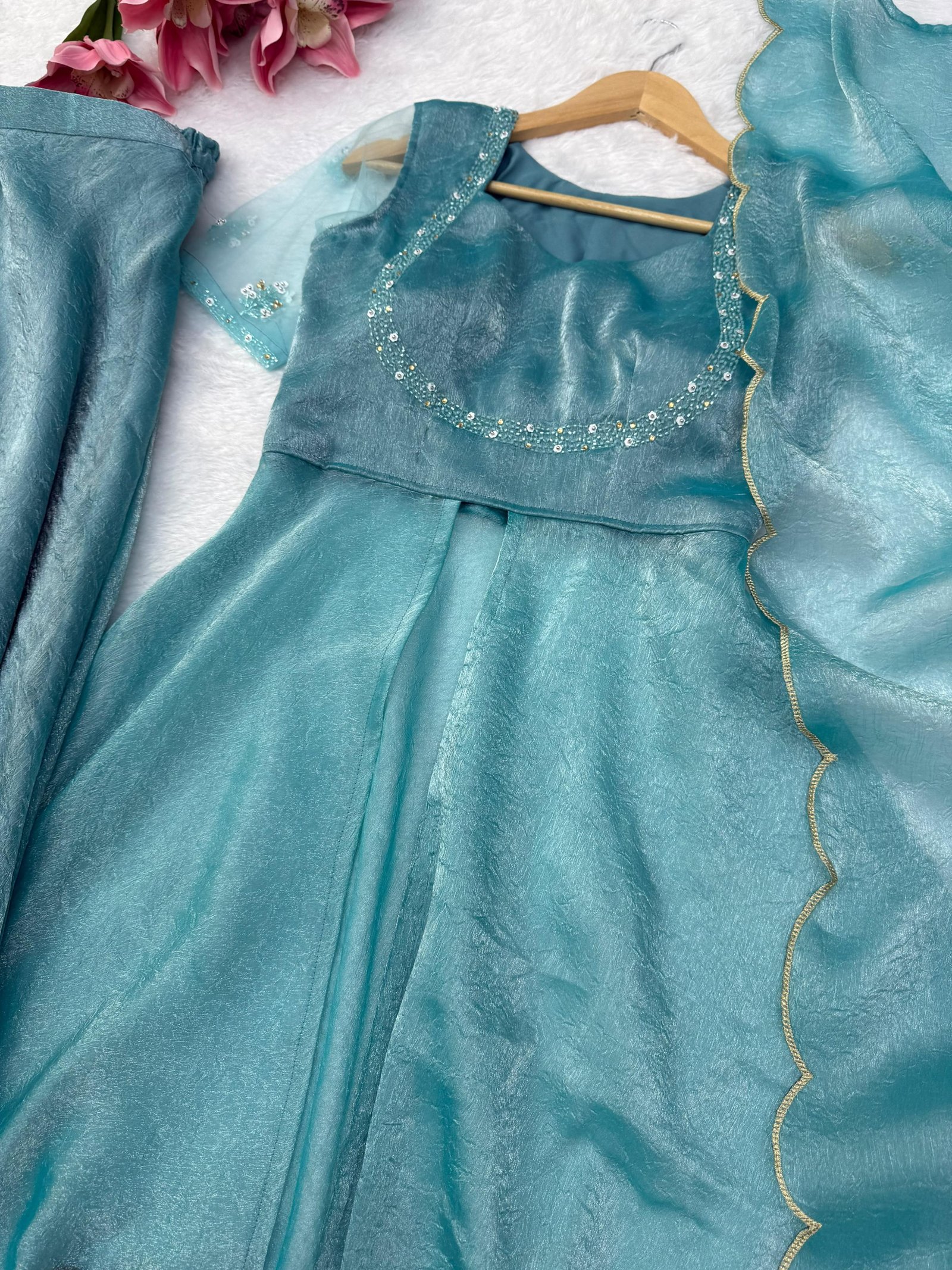 Premium Fendy Crush Anarkali Set